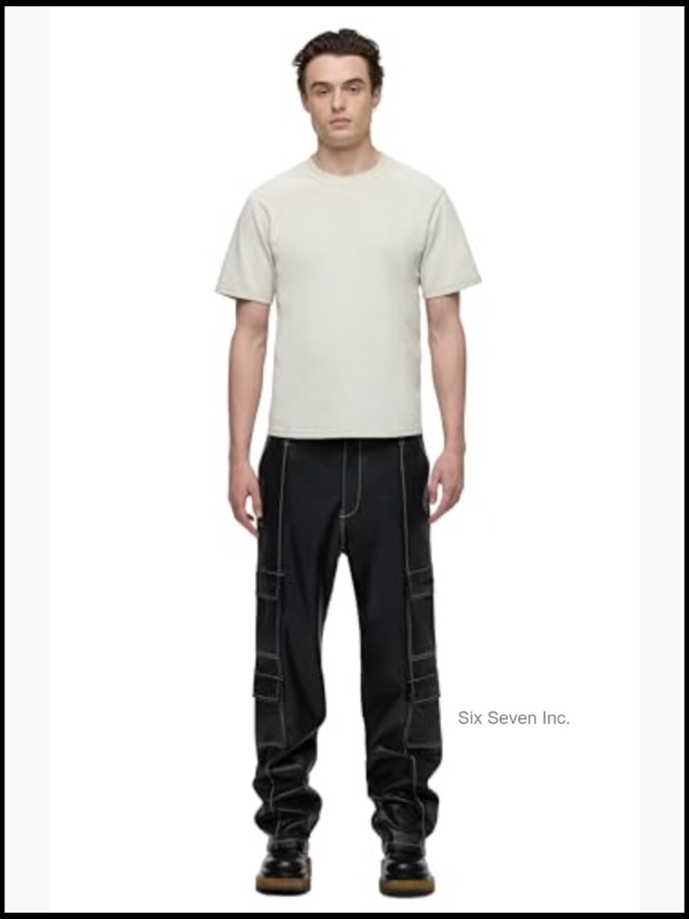 Men's Baggy Cargo Pant in Vegan Leather - Picture 6 of 7